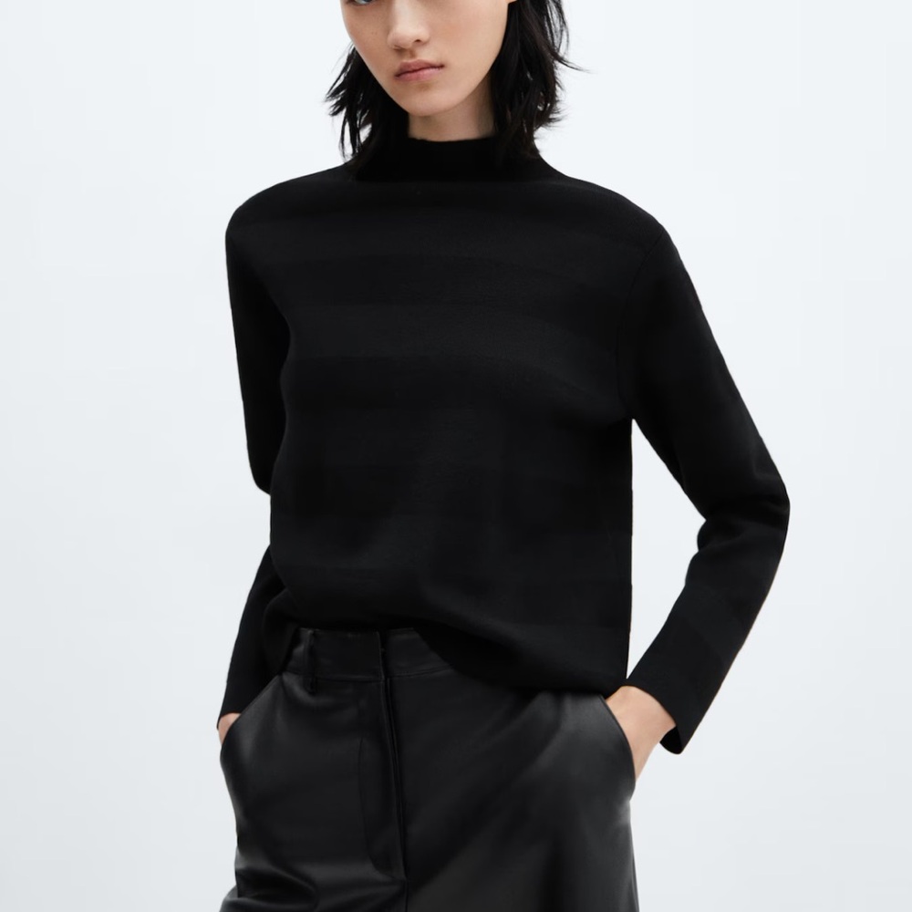 MANGO Perkins-neck sweater, Size S, Color black